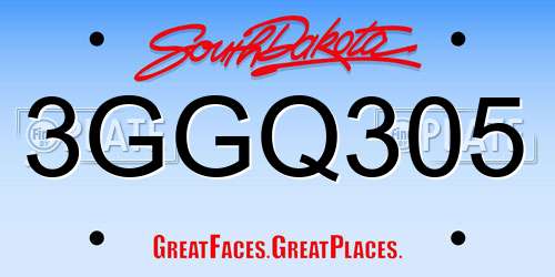 3GGQ305 South Dakota License Plate