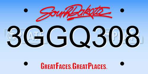 3GGQ308 South Dakota License Plate