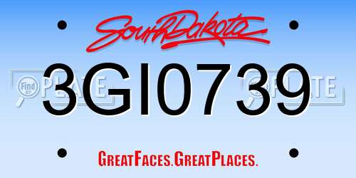 3GI0739 South Dakota License Plate