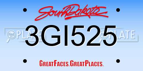 3GI525 South Dakota License Plate