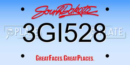 3GI528 South Dakota License Plate