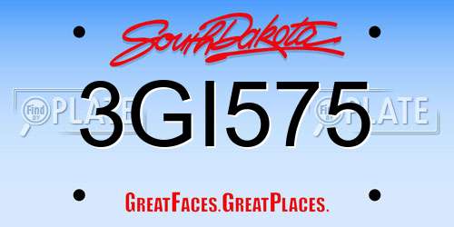 3GI575 South Dakota License Plate
