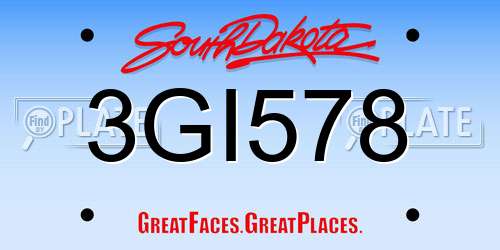 3GI578 South Dakota License Plate