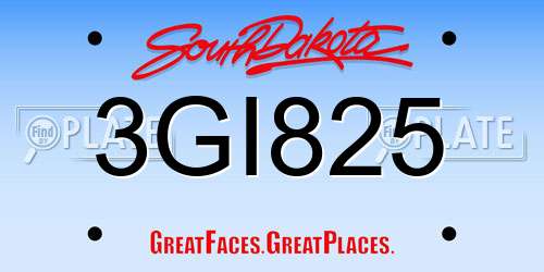 3GI825 South Dakota License Plate