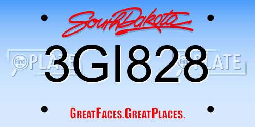 3GI828 South Dakota License Plate