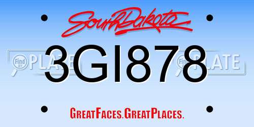 3GI878 South Dakota License Plate