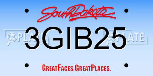 3GIB25 South Dakota License Plate