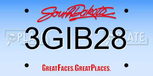 3GIB28 South Dakota License Plate