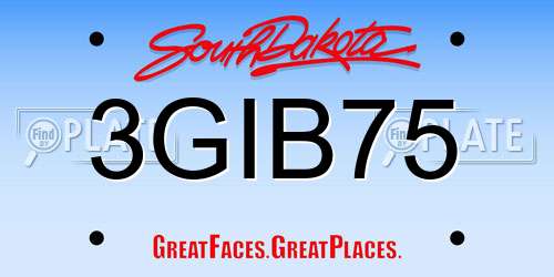 3GIB75 South Dakota License Plate