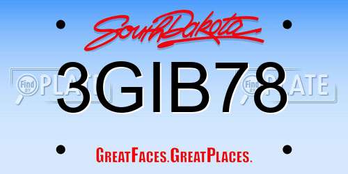 3GIB78 South Dakota License Plate