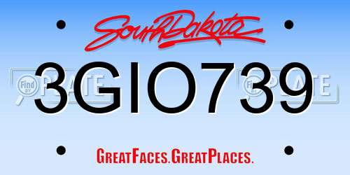 3GIO739 South Dakota License Plate