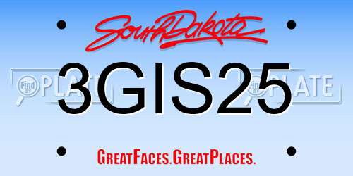 3GIS25 South Dakota License Plate