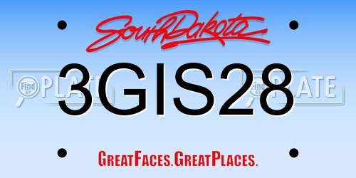 3GIS28 South Dakota License Plate