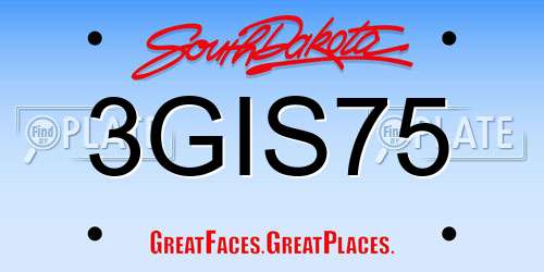 3GIS75 South Dakota License Plate
