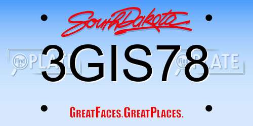 3GIS78 South Dakota License Plate