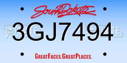 3GJ7494 South Dakota License Plate