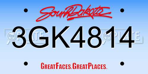 3GK4814 South Dakota License Plate