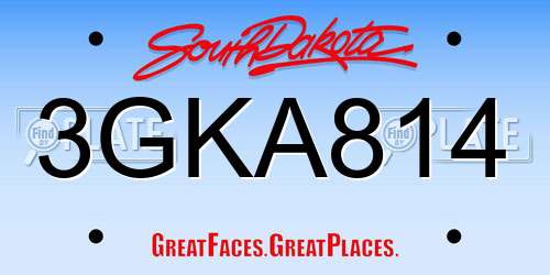 3GKA814 South Dakota License Plate