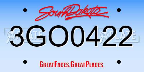 3GO0422 South Dakota License Plate