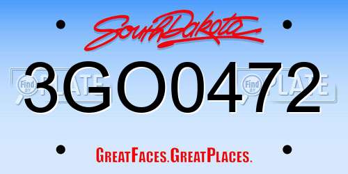 3GO0472 South Dakota License Plate