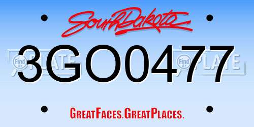 3GO0477 South Dakota License Plate