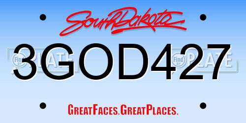 3GOD427 South Dakota License Plate
