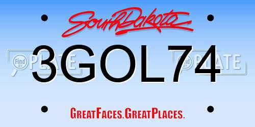 3GOL74 South Dakota License Plate