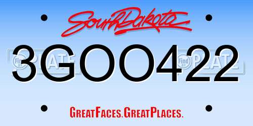 3GOO422 South Dakota License Plate