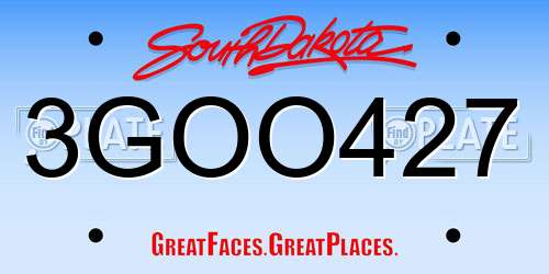 3GOO427 South Dakota License Plate