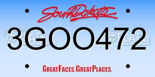 3GOO472 South Dakota License Plate
