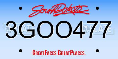 3GOO477 South Dakota License Plate