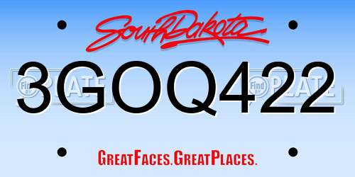 3GOQ422 South Dakota License Plate