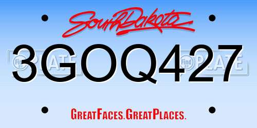 3GOQ427 South Dakota License Plate