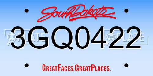 3GQ0422 South Dakota License Plate