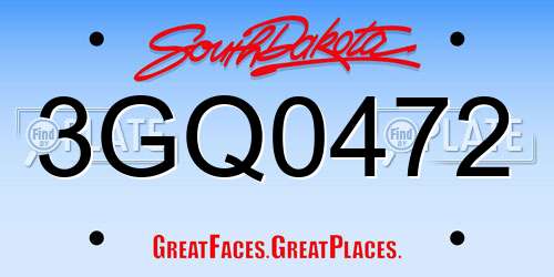 3GQ0472 South Dakota License Plate