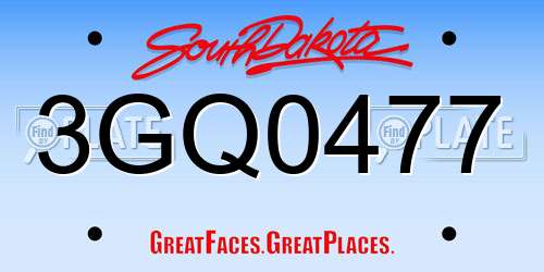 3GQ0477 South Dakota License Plate