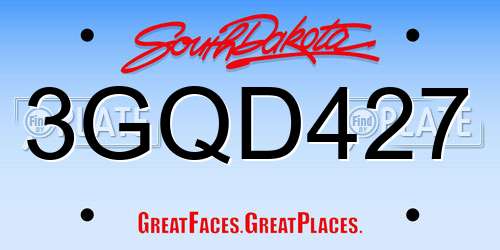 3GQD427 South Dakota License Plate