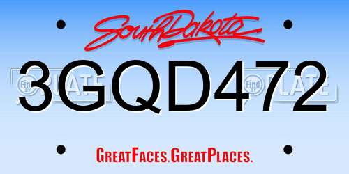 3GQD472 South Dakota License Plate