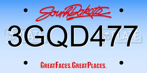 3GQD477 South Dakota License Plate