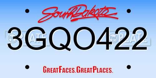 3GQO422 South Dakota License Plate