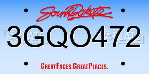3GQO472 South Dakota License Plate