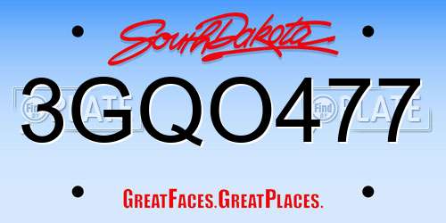 3GQO477 South Dakota License Plate
