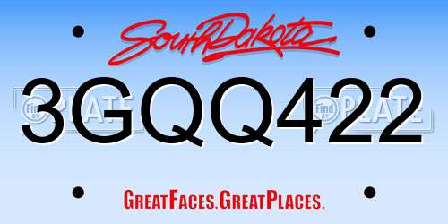 3GQQ422 South Dakota License Plate