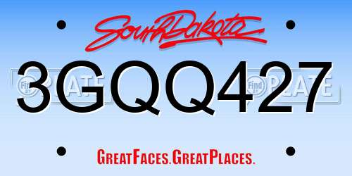 3GQQ427 South Dakota License Plate