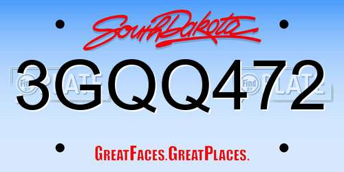 3GQQ472 South Dakota License Plate