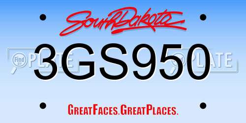 3GS950 South Dakota License Plate