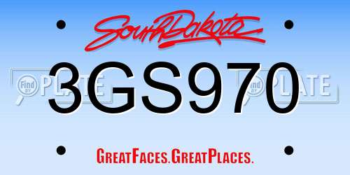 3GS970 South Dakota License Plate