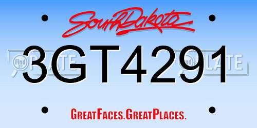 3GT4291 South Dakota License Plate