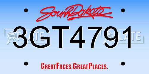 3GT4791 South Dakota License Plate