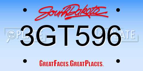 3GT596 South Dakota License Plate